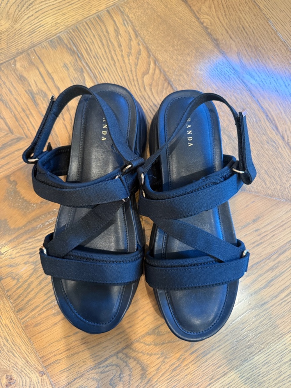 Women's Black Adjustable Strap Sandals - Picture 4 of 4